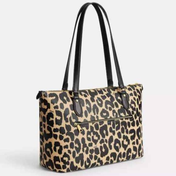 Coach Gallery Tote Bag w Leopard Print - Picture 2 of 6